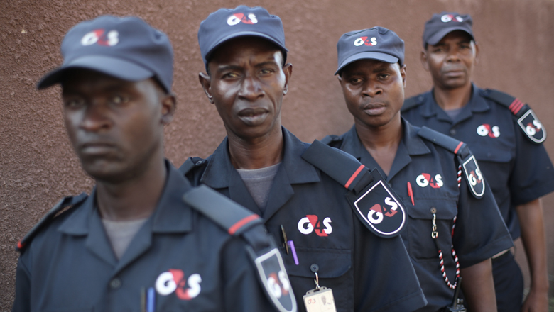 Security guards lining up