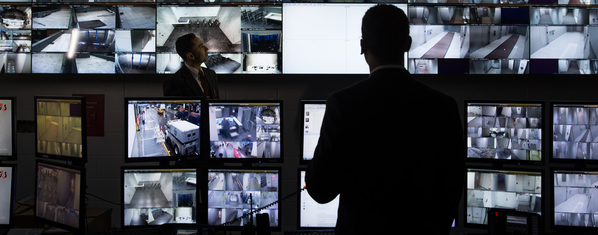 Security officer in a control centre